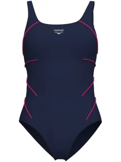 Badpak donkerblauw/roze