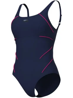 Badpak donkerblauw/roze