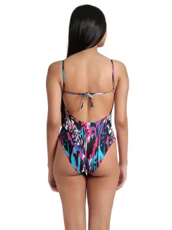 Badpak zwart/roze/turquoise