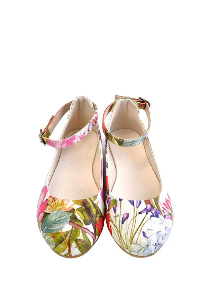 Ballerina's met bandje crème/meerkleurig