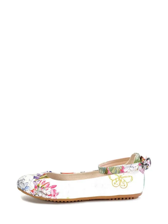 Ballerina's met bandje crème/meerkleurig