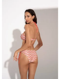Bikinislip "Iceland" koraalrood/wit