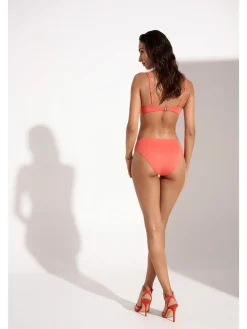 Bikinislip "Iceland" koraalrood/wit