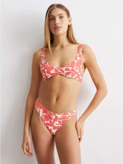 Bikinislip koraalrood/wit