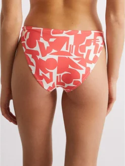 Bikinislip koraalrood/wit