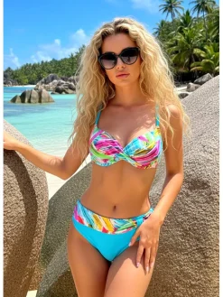Bikini turquoise/meerkleurig