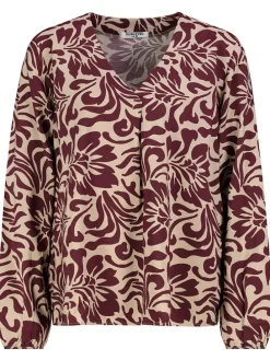 Blouse beige/bordeaux