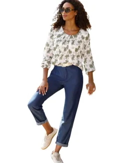 Blouse beige/groen