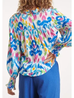 Blouse blauw/meerkleurig