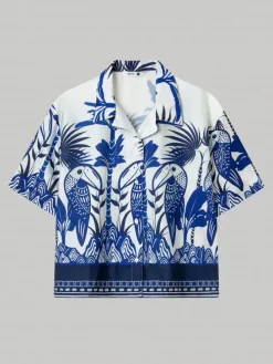 Blouse blauw/wit