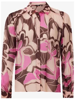 Blouse bruin/beige/roze
