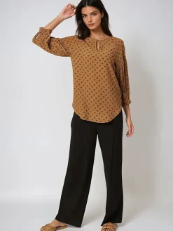 Blouse camel/roze
