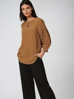 Blouse camel/roze