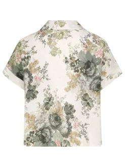 Blouse crème/donkergroen