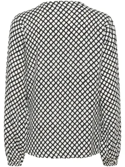 Blouse donkerblauw/wit