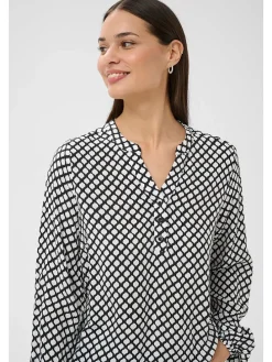 Blouse donkerblauw/wit