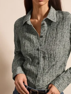 Blouse grijs/olijfgroen