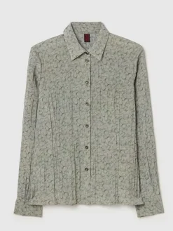 Blouse grijs/olijfgroen