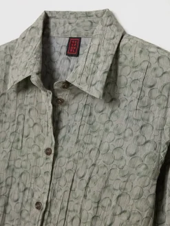Blouse grijs/olijfgroen