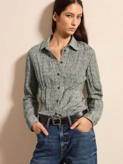 Blouse grijs/olijfgroen