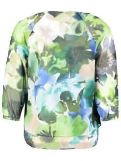 Blouse groen/lichtblauw/grijs