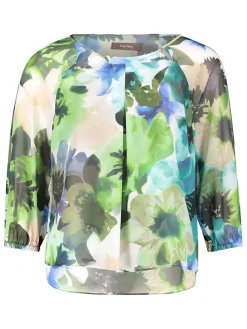 Blouse groen/lichtblauw/grijs