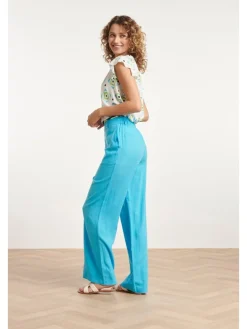 Blouse groen/lichtblauw/wit