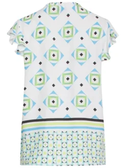 Blouse groen/lichtblauw/wit