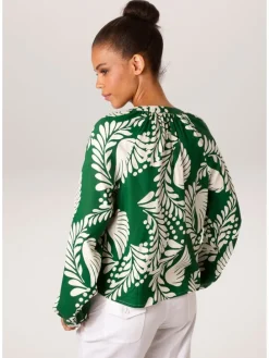 Blouse groen/wit