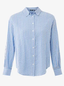 Blouse lichtblauw/wit