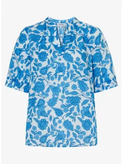 Blouse lichtblauw/wit