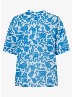 Blouse lichtblauw/wit