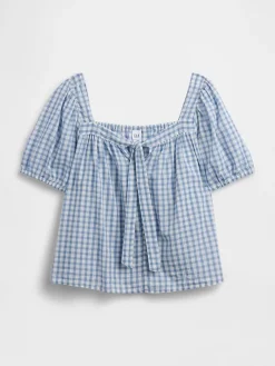 Blouse lichtblauw/wit