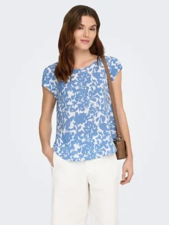 Blouse lichtblauw/wit