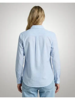 Blouse lichtblauw/wit