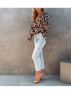 Blouse lichtbruin/zwart