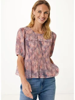 Blouse lichtroze/blauw