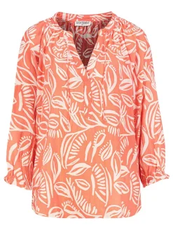 Blouse oranje/crème