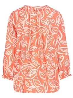 Blouse oranje/crème