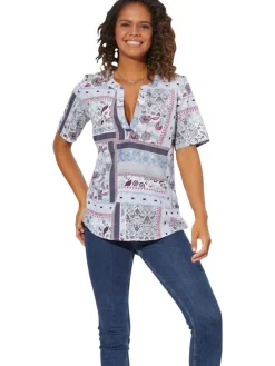 Blouse paars/wit