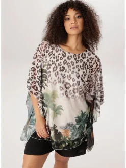 Blouse taupe/zwart