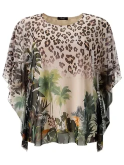 Blouse taupe/zwart