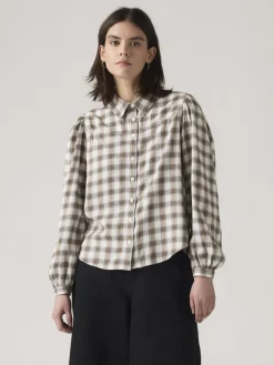 Blouse wit/beige