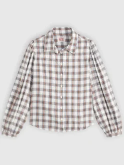 Blouse wit/beige