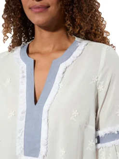 Blouse wit/blauw