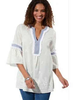 Blouse wit/blauw