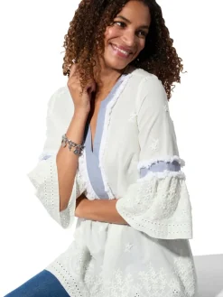 Blouse wit/blauw