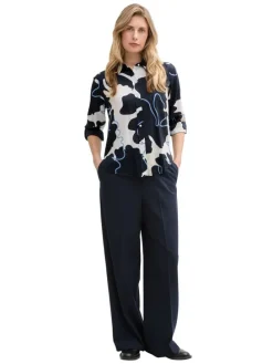 Blouse wit/donkerblauw