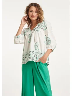 Blouse wit/groen