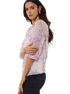 Blouse wit/paars